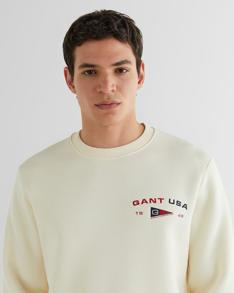 Bluza męska z nadrukiem regular fit kremowa