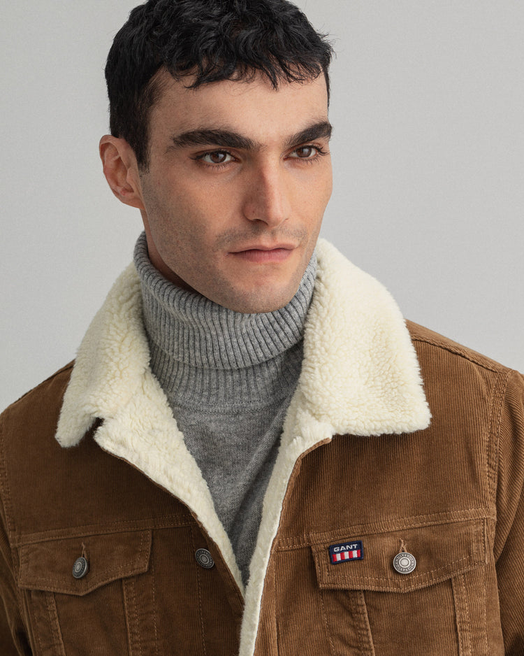 Kurtka męska z nadrukiem zapinana na guziki z długim rękawem regular fit