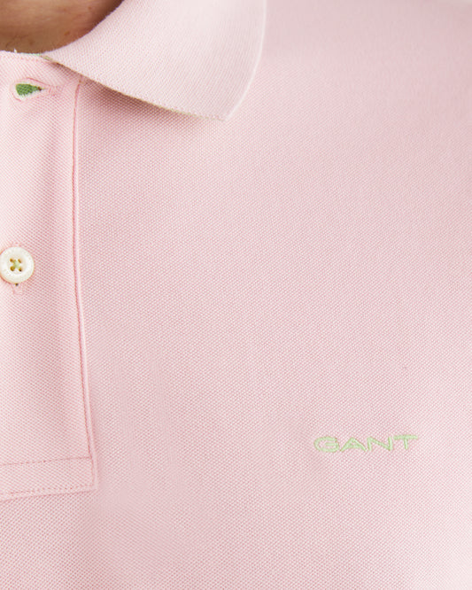 Polo męskie z kołnierzykiem polo z krótkim rękawem regular fit różowe