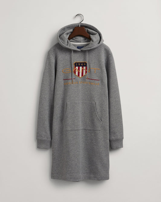 Sukienka damska z kapturem z nadrukiem z długim rękawem relaxed fit