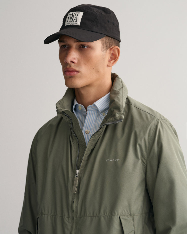 Kurtka przeciwdeszczowa męska z zamkiem długi rękaw regular fit zielona