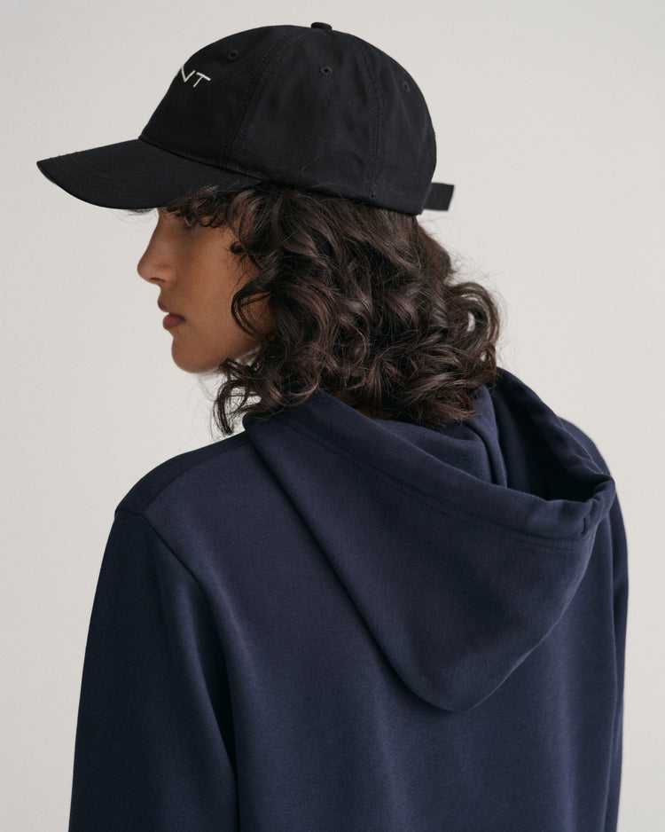 Sukienka damska z kapturem z nadrukiem regular fit granatowa