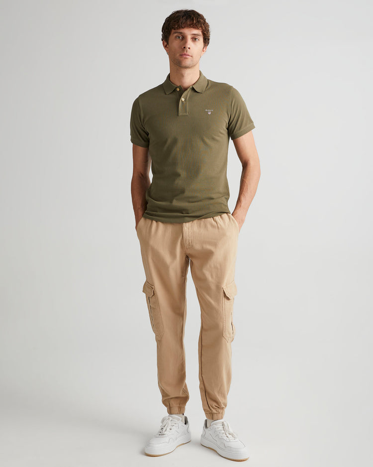 Bawełniana polo męska z krótkim rękawem regular fit zielona