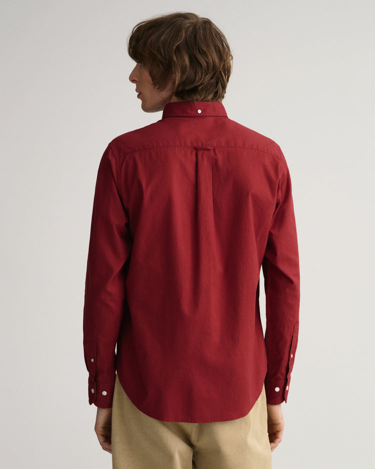 Bawełniana koszula męska z długim rękawem regular fit czerwona