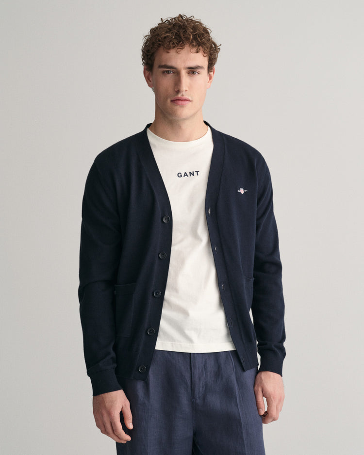 Klasyczny kardigan z bawełny z dekoltem w serek