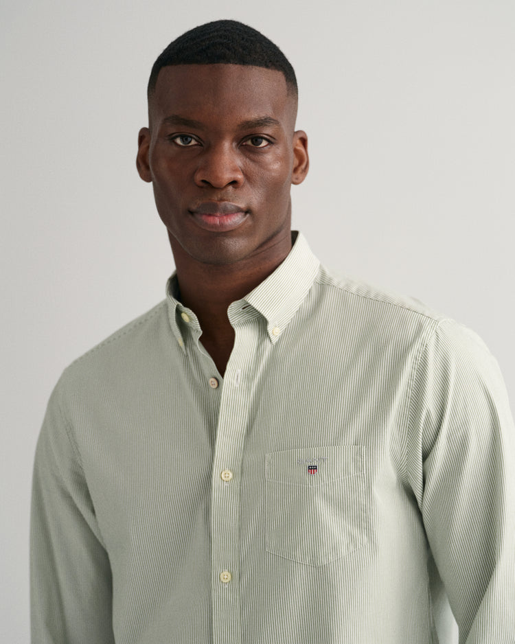 Bawełniana koszula męska w paski z długim rękawem regular fit