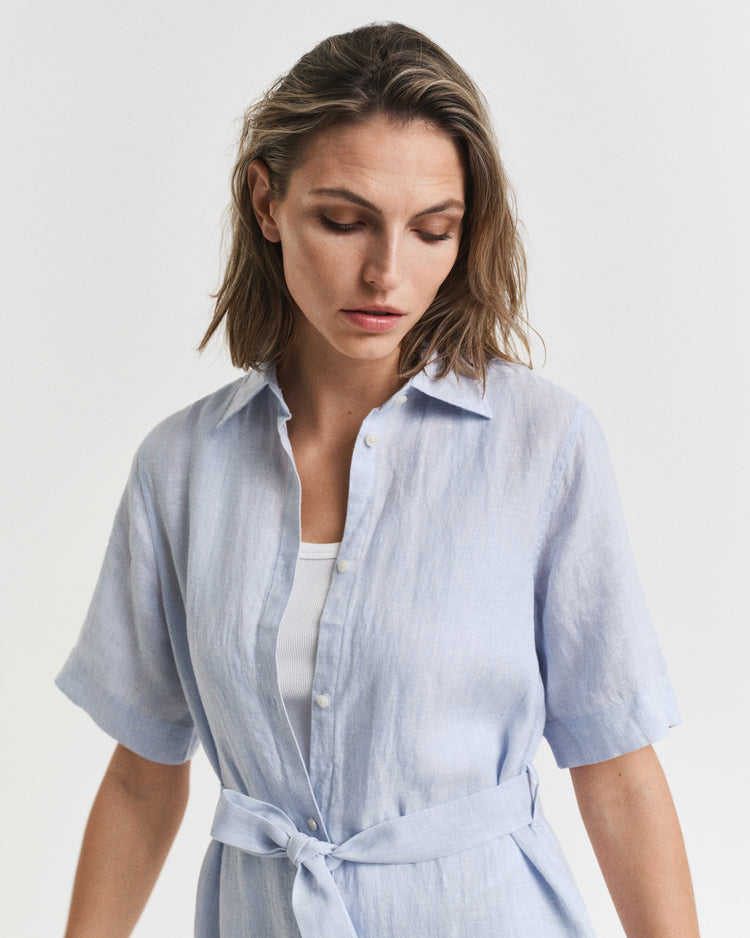 Sukienka damska z krótkim rękawem i kołnierzykiem w szpic regular fit