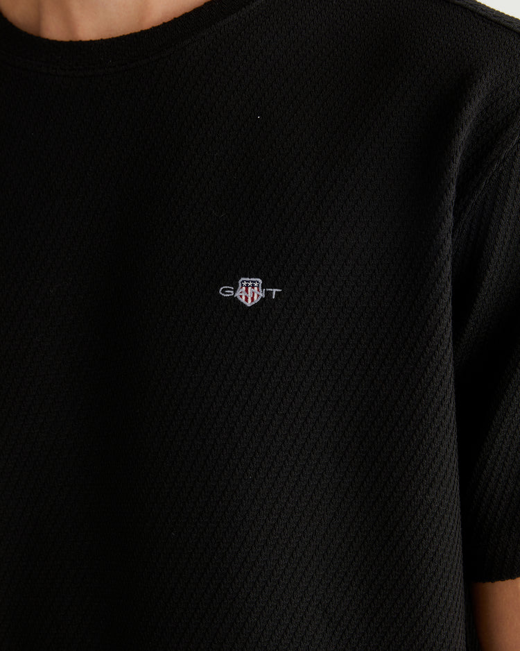 T-shirt męski okrągły kołnierzyk relaxed fit czarny