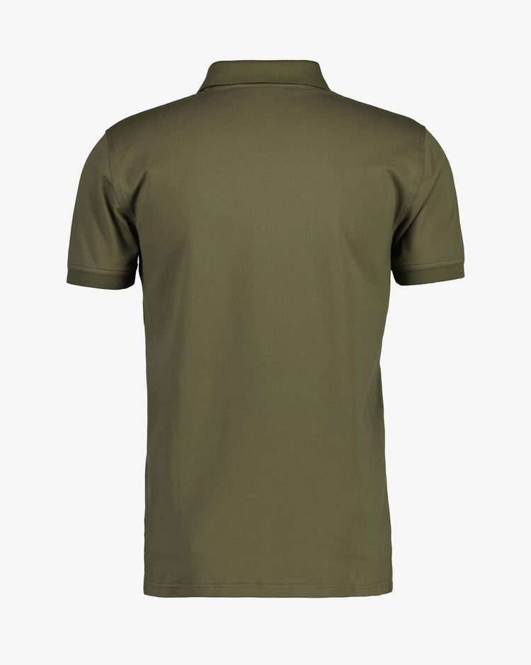 Polo męskie z nadrukiem slim fit zielone