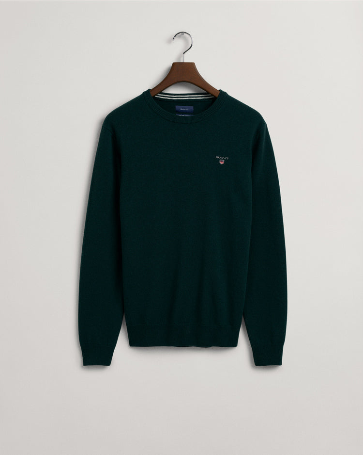 Męski lekki sweter z wełny jagnięcej z okrągłym dekoltem