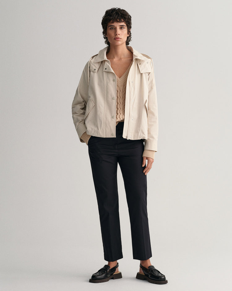 Kurtka damska z zamkiem z długim rękawem regular fit beżowa