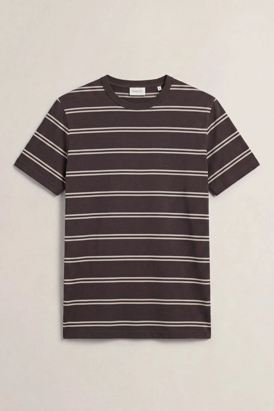 Z bawełny pima t-shirt męski w paski brązowy