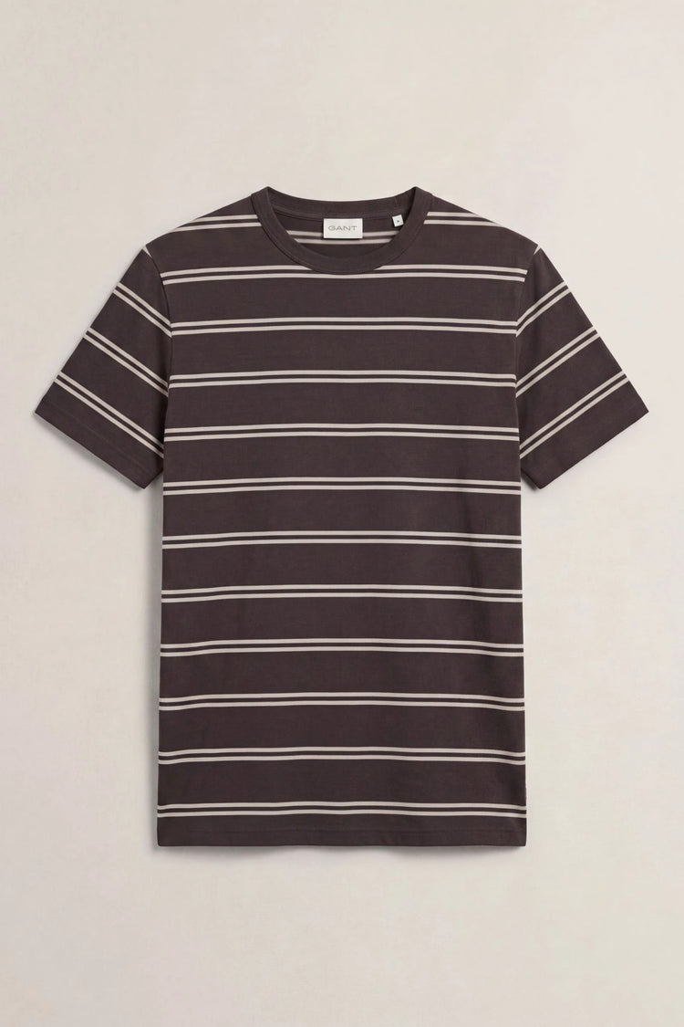 Z bawełny pima t-shirt męski w paski brązowy