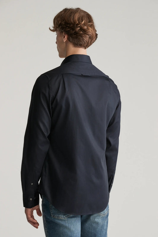 Satynowa koszula męska slim fit czarna
