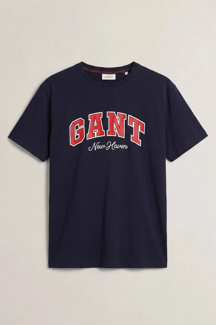 T-shirt męski z nadrukiem granatowy