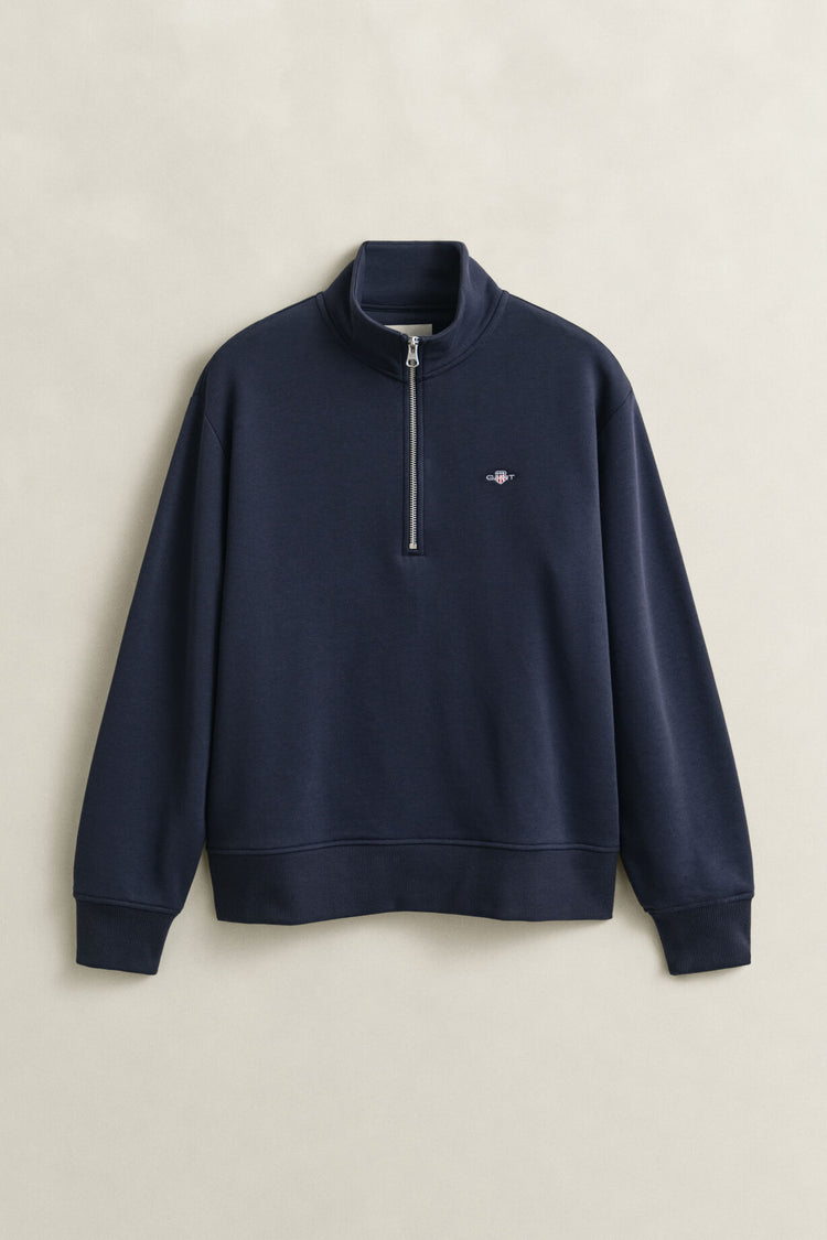 Bluza damska z zamkiem do połowy relaxed fit granatowa