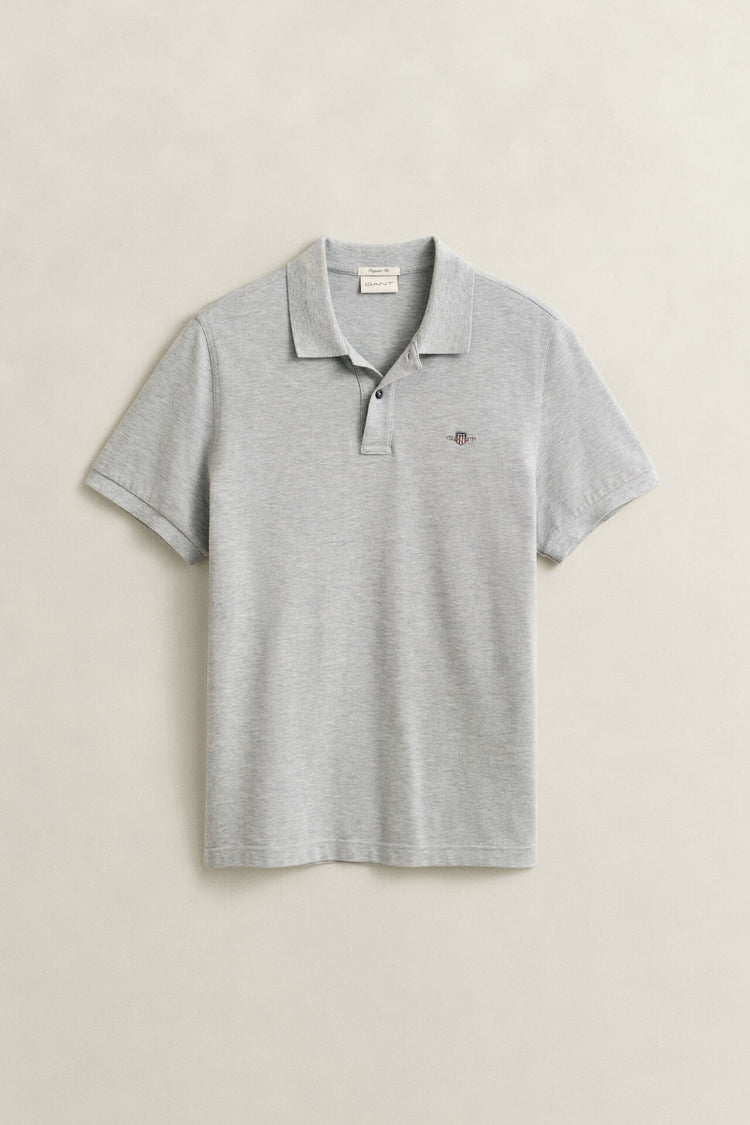 Bawełniana koszulka polo męska z krótkim rękawem regular fit szara