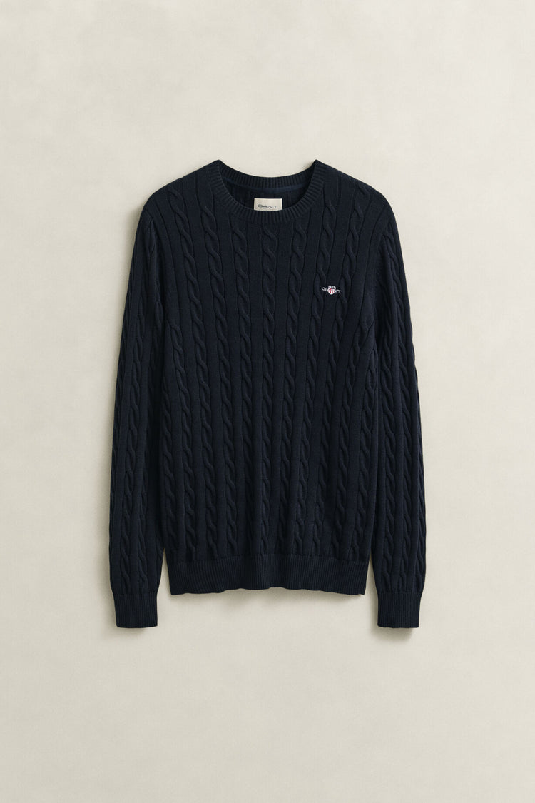 Sweter męski z okrągłym dekoltem regular fit granatowy