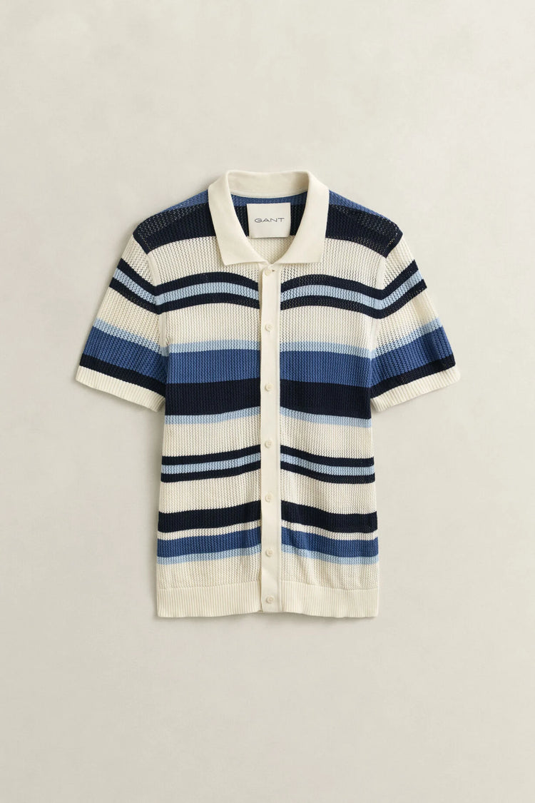 Bawełniany sweter męski z kołnierzykiem polo regular fit niebieski