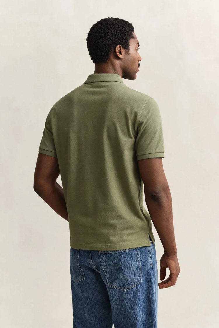 Bawełniane polo męskie z krótkim rękawem slim fit zielone