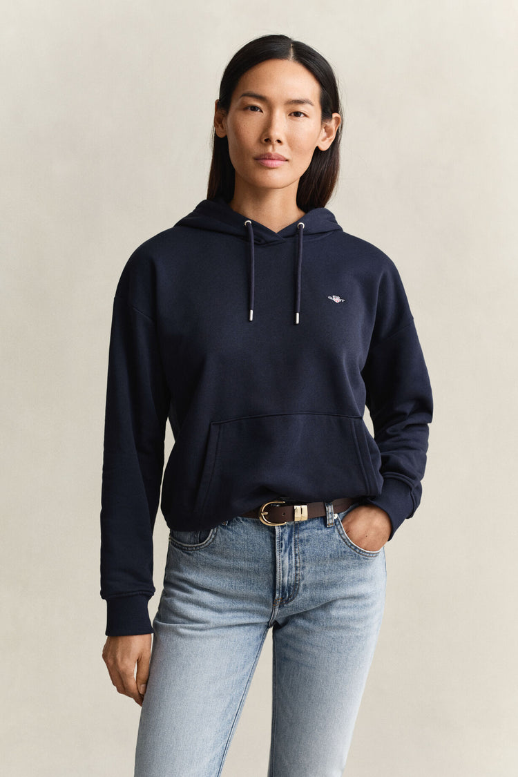 Bluza damska z kapturem relaxed fit granatowa