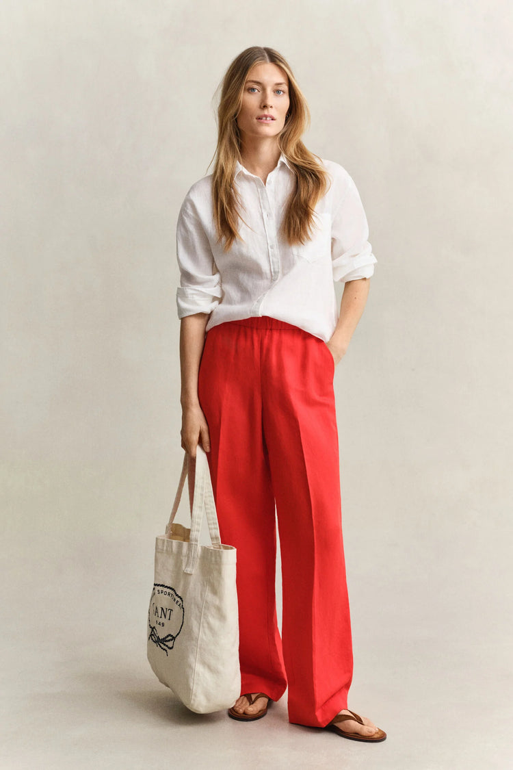 Spodnie damskie relaxed fit czerwone