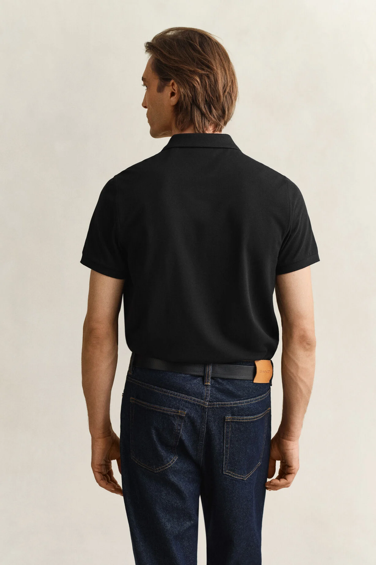 Koszulka polo męska z krótkim rękawem regular fit czarna