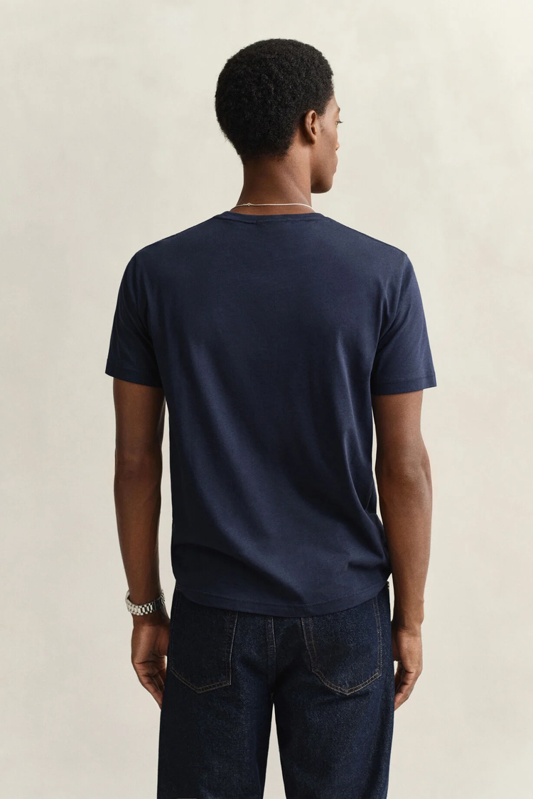 T-shirt męski z okrągłym dekoltem regular fit granatowy