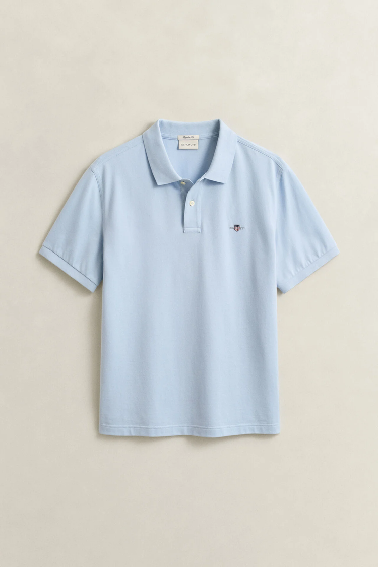 Bawełniane polo męskie z krótkim rękawem regular fit niebieskie
