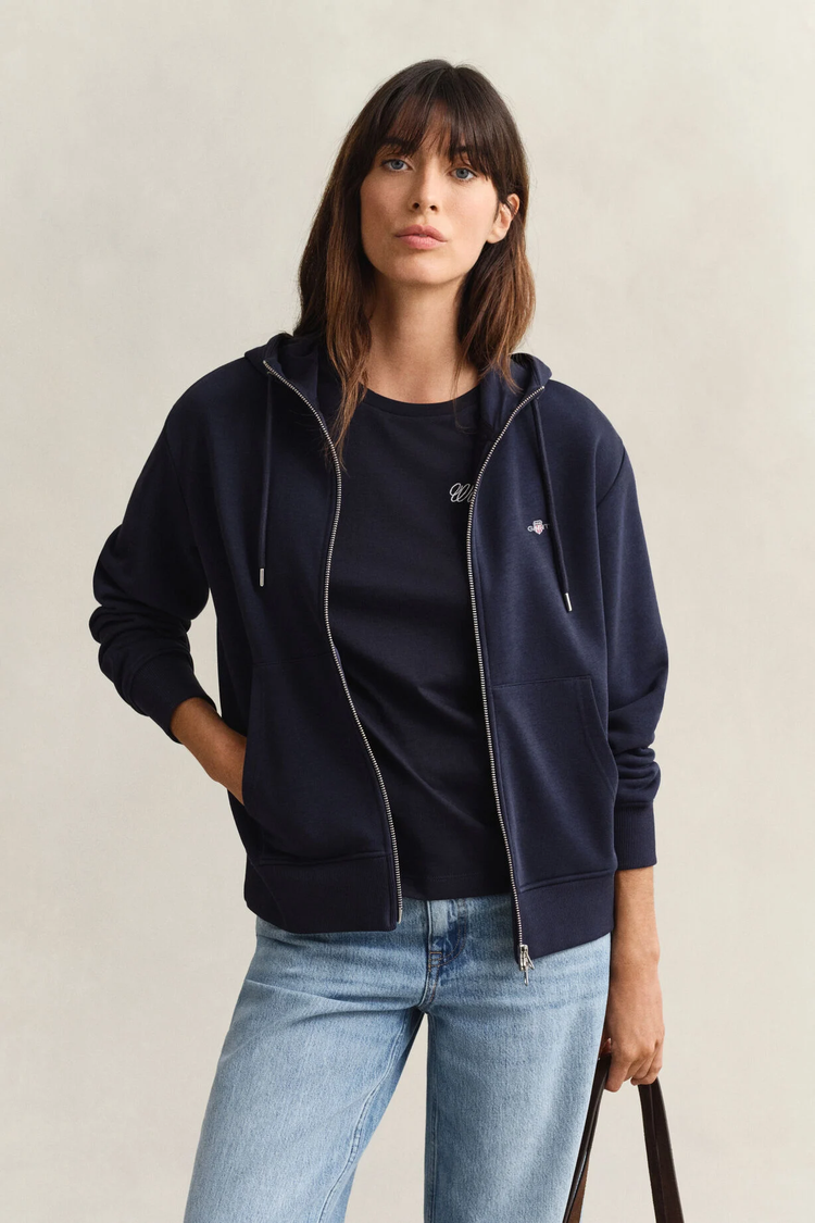 Bluza damska z kapturem relaxed fit granatowa