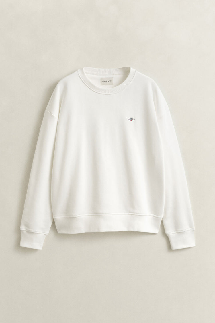 Bluza damska okrągły kołnierzyk relaxed fit biała