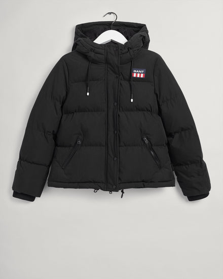 Kurtka damska z nadrukiem zapinana na guziki straight fit czarna