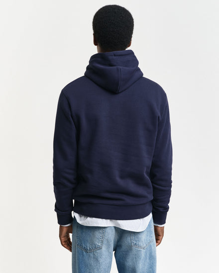 Bluza męska z kapturem z nadrukiem regular fit granatowa