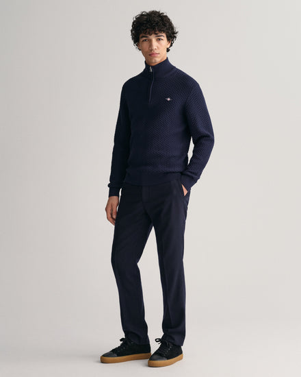 Sweter z fakturowanej bawełny half zip