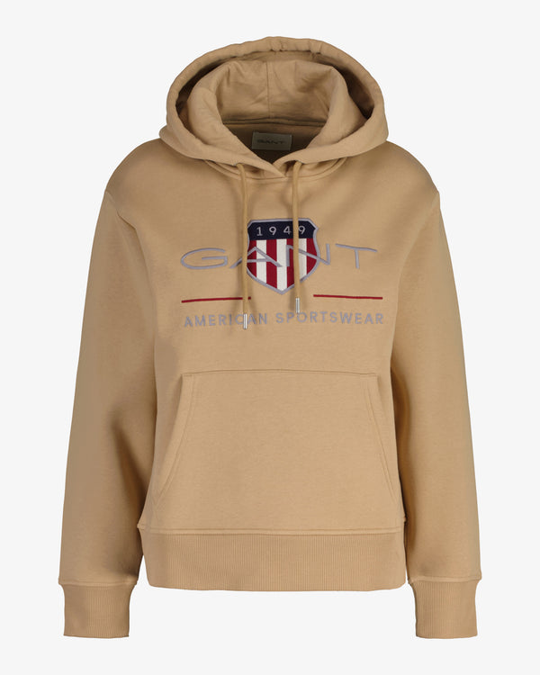 Bluza damska z kapturem relaxed fit beżowa