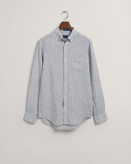 Koszula męska w paski długi rękaw regular fit biała