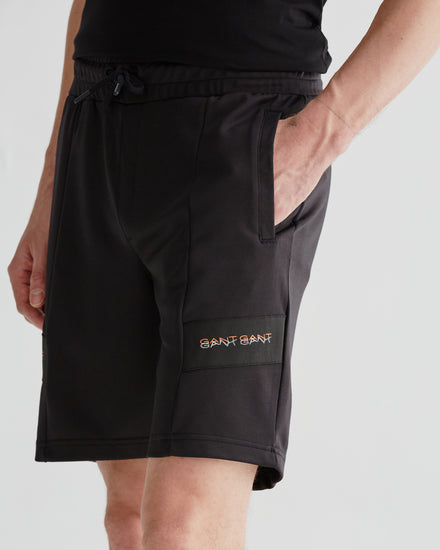 Szorty męskie z nadrukiem regular fit czarne