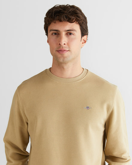 Bluza męska okrągły kołnierzyk regular fit beżowa