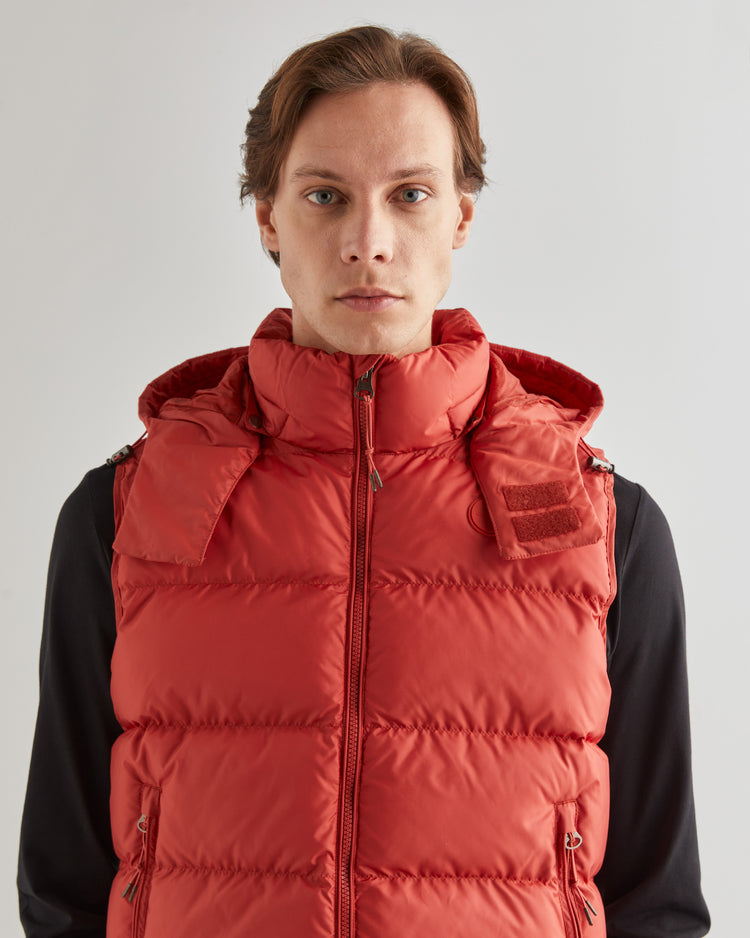 Bezrękawniki męskie z kapturem regular fit czerwone