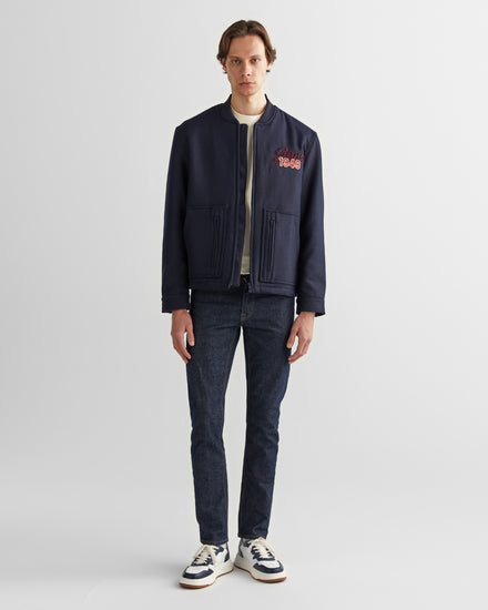 Kurtka męska z nadrukiem ze stójką z długim rękawem oversize fit