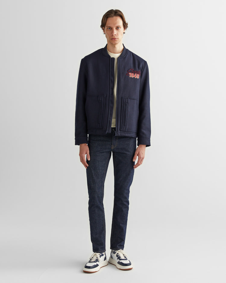 Kurtka męska z nadrukiem ze stójką z długim rękawem oversize fit