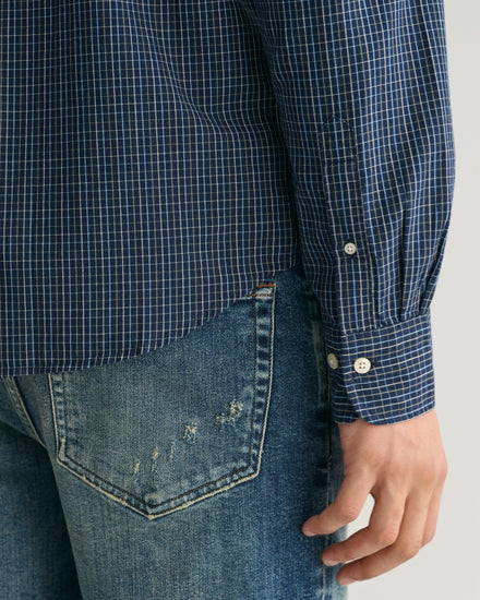 Bawełniana koszula męska w kratkę z długim rękawem regular fit