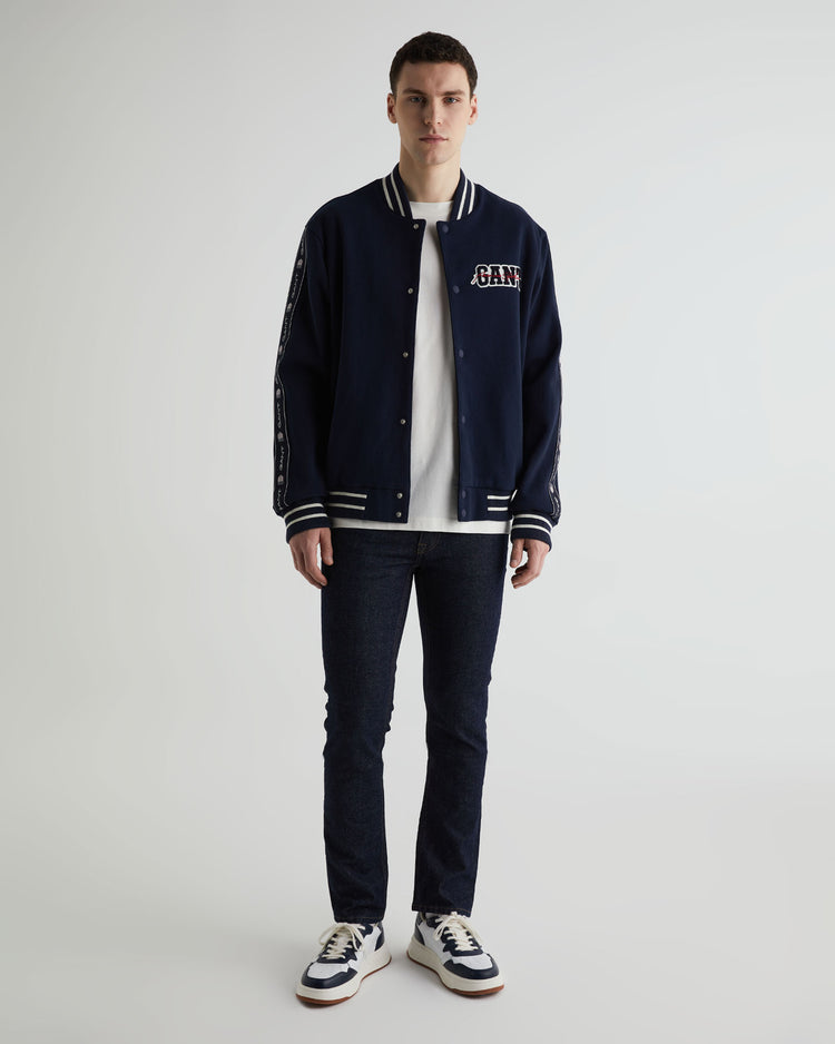 Kurtka męska z nadrukiem ze stójką z długim rękawem regular fit