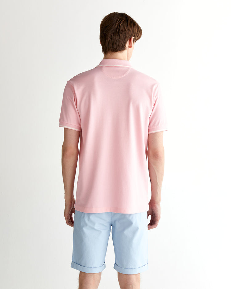 Polo męskie z krótkim rękawem regular fit różowe