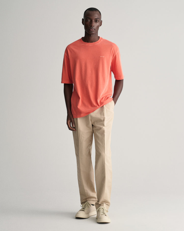 Bawełniana koszulka męska z okrągłym kołnierzykiem relaxed fit