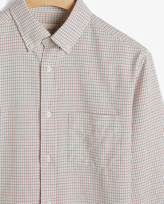 Bawełniana koszula męska w kratkę z długim rękawem regular fit