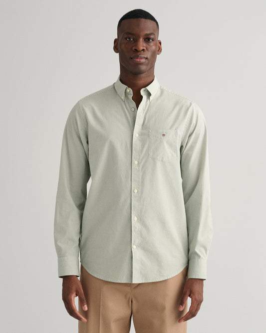 Bawełniana koszula męska w paski z długim rękawem regular fit