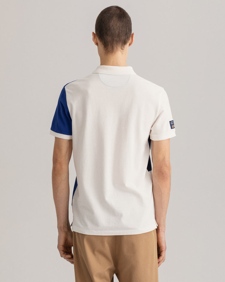 Bawełniane polo męskie z krótkim rękawem i nadrukiem regular fit