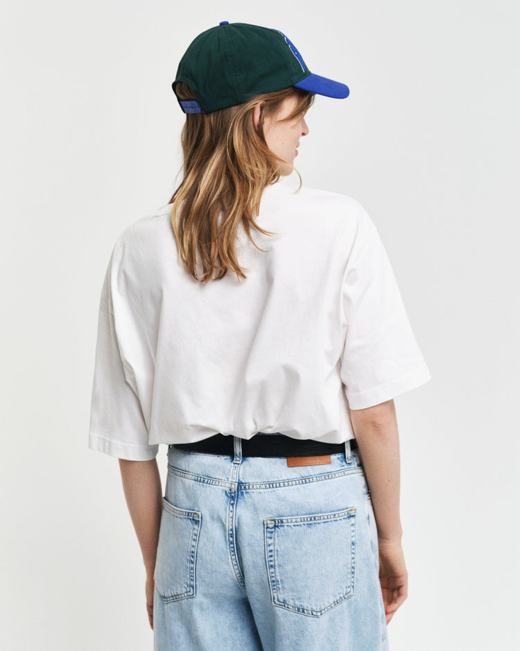 Bawełniany t-shirt męski z nadrukiem relaxed fit biały