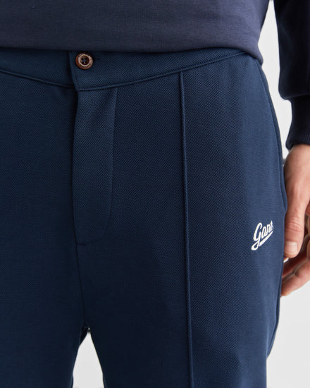 Bawełniane spodnie dresowe męskie regular fit granatowe